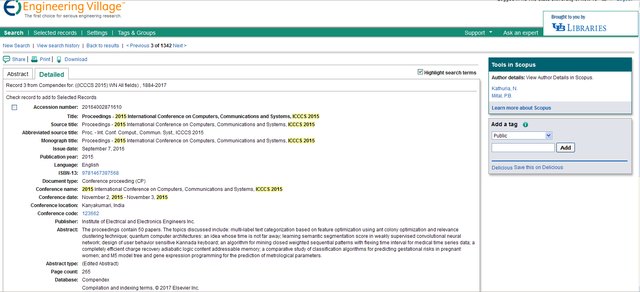ICCCS 2015 EI Compendex indexing record