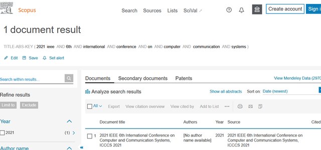 ICCCS 2021 Scopus indexing record