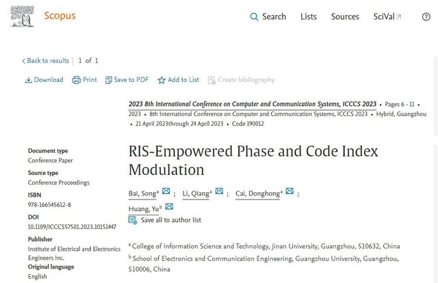 ICCCS 2023 Scopus indexing record